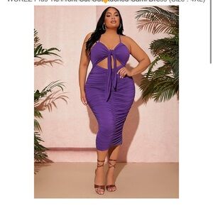 SHEIN Purple Cut Out Midi Dress
